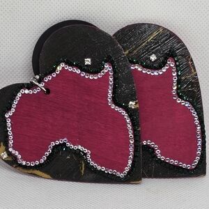 Handcrafted Heart Earrings with Rhinestones